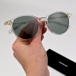 Montblanc Men Sunglasses Clear Green Round Frame Green | Model MB0326SA 004